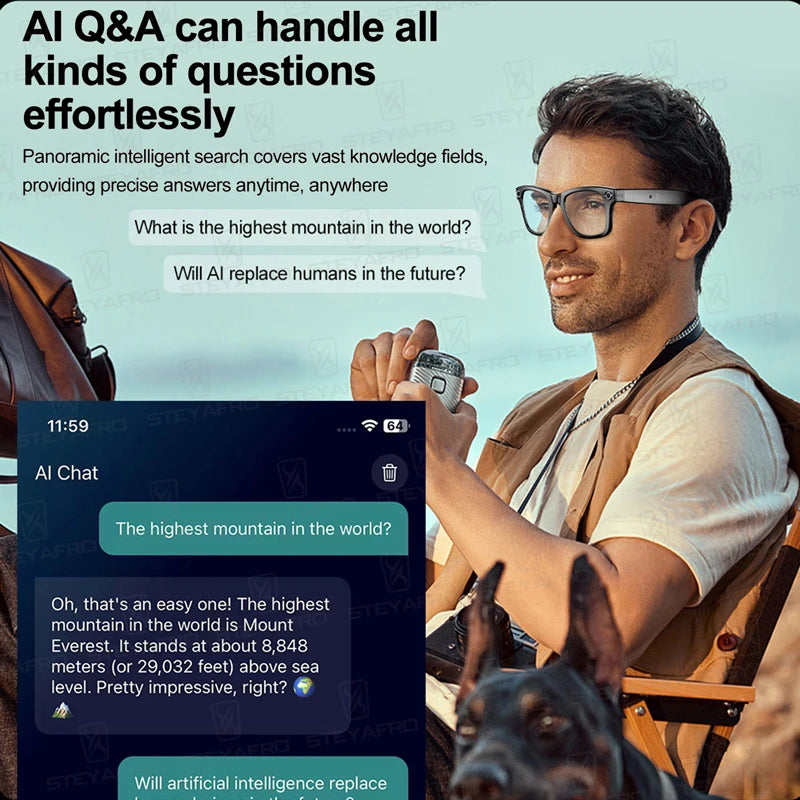 Lunettes Caméra Intelligentes – Appels, Musique & Photos HD