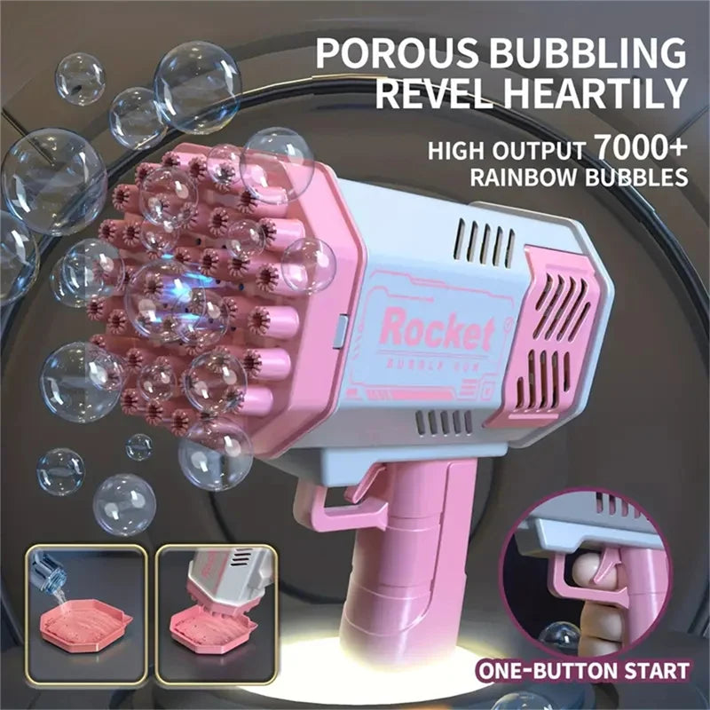Pistolet à Bulles Rocket – 40 Jets Magiques Automatiques (sans eau)