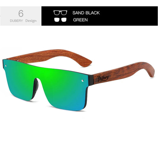DUBERY Wooden Polarized UV400 – Modèle 219 Lunettes de soleil polarisées avec monture imitation bois pour homme et femme – Protection UV400 – 6 coloris disponibles